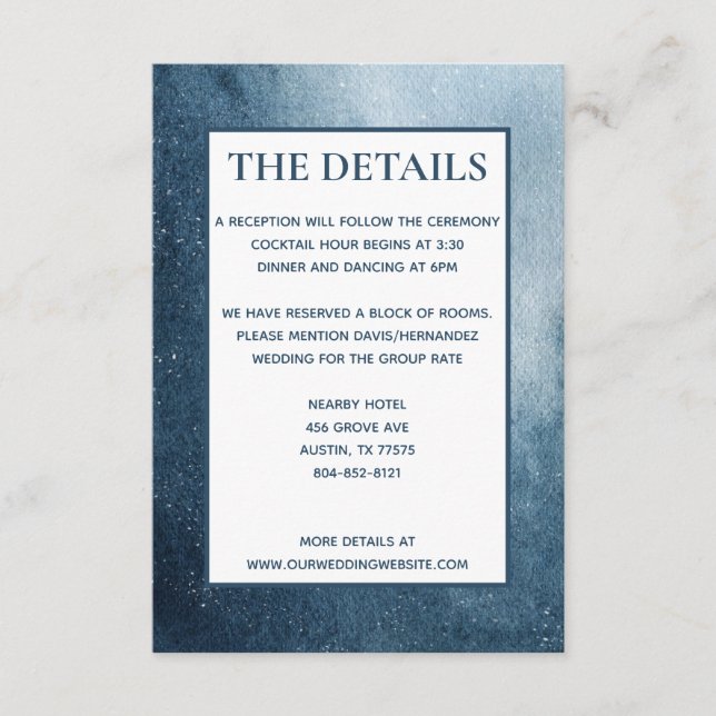 Night Sky Stars Navy Blue White Details Card Begleitkarte (Vorderseite)