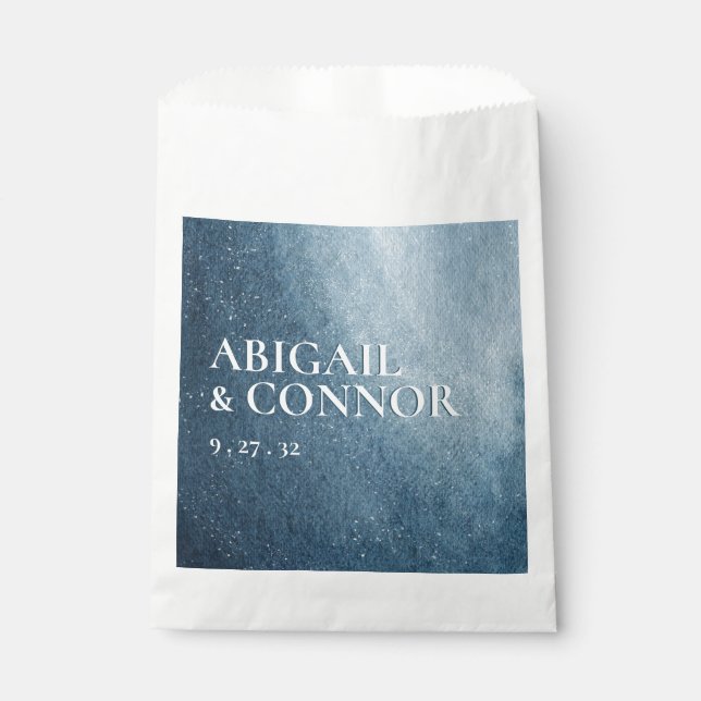 Night Sky Stars Navy Blue White Favor Box Geschenktütchen (Vorderseite)