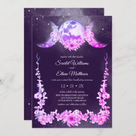 Night Sky Triple Moon Phasen Lila Handhabung Einladung