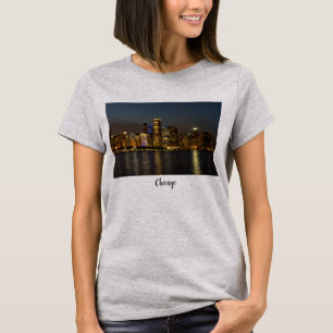 Night Skyline Chicago Pano T - Shirt