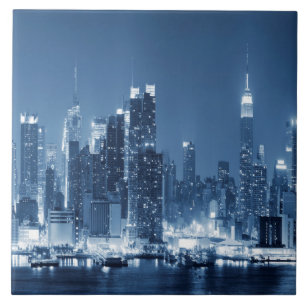 Night Skyline Manhattan Panoramasicht Fliese