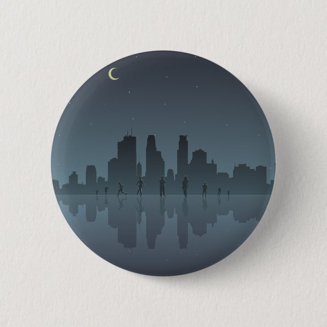 Night Skyline & Silhouetten Button (Vorderseite)