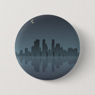 Night Skyline & Silhouetten Button