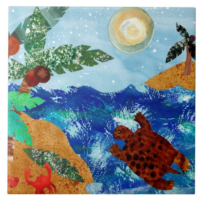 Night Songs Turtle Island Keramik Tile Fliese (Vorderseite)