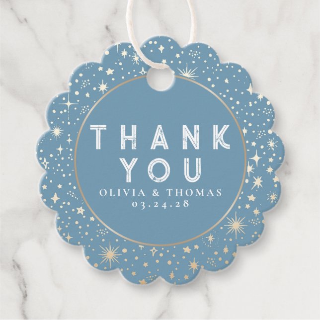 Night Star Celestial Mystical Dusty Blue Vielen Da Geschenkanhänger (Vorderseite)