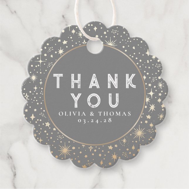 Night Star Celestial Mystical Gray Vielen Dank Geschenkanhänger (Vorderseite)