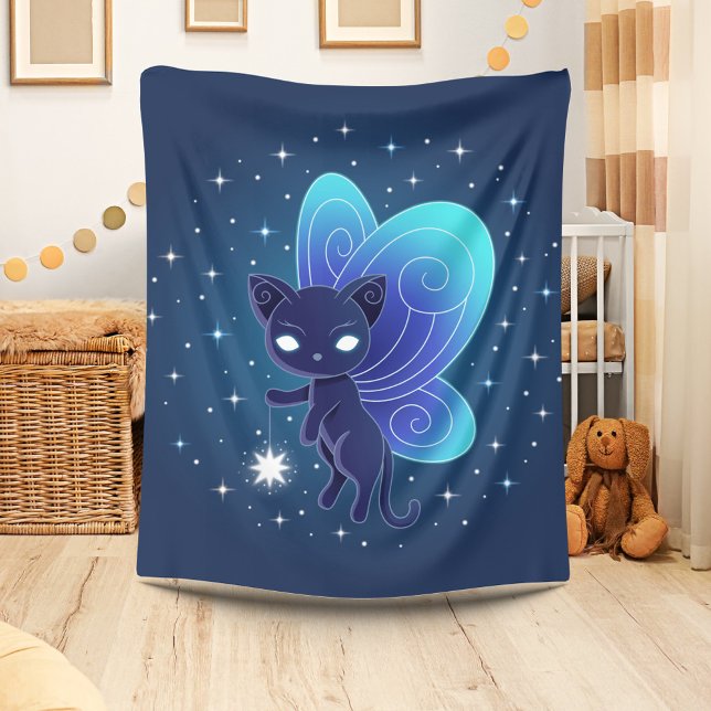 Night Star Fairy Pixie Cat Fleecedecke (Von Creator hochgeladen)
