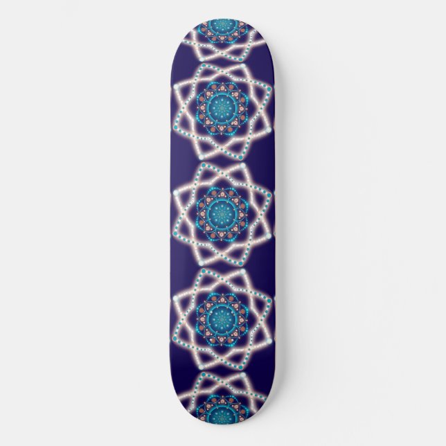 Night Star Mandala Blume Skateboard (Vorderseite)