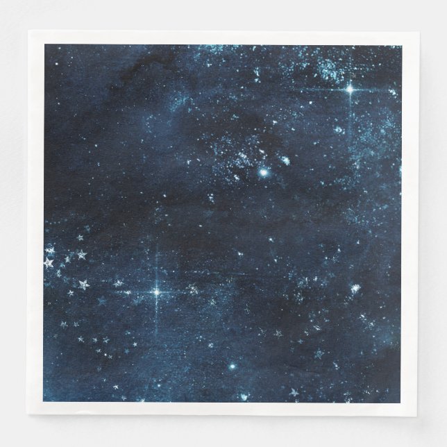 Night Star Sky Celestial Galaxy Watercolor Wedding Serviette (Vorderseite)