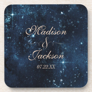 Night Star Sky Celestial Galaxy Wedding Monogram Untersetzer