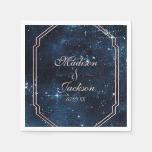 Night Star Sky Celestial Mongram Wedding Serviette