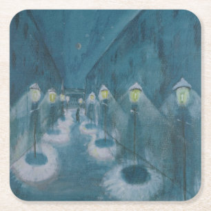 Night Street (Street by Night) (1922) Walter Grama Rechteckiger Pappuntersetzer