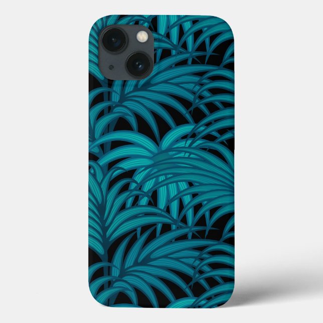 Night Tropical Aquamarin Palm Blätter Case-Mate iPhone Hülle (Rückseite)