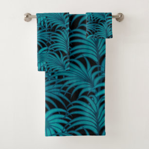 Night Tropical Palm Blätter Badhandtuch Set