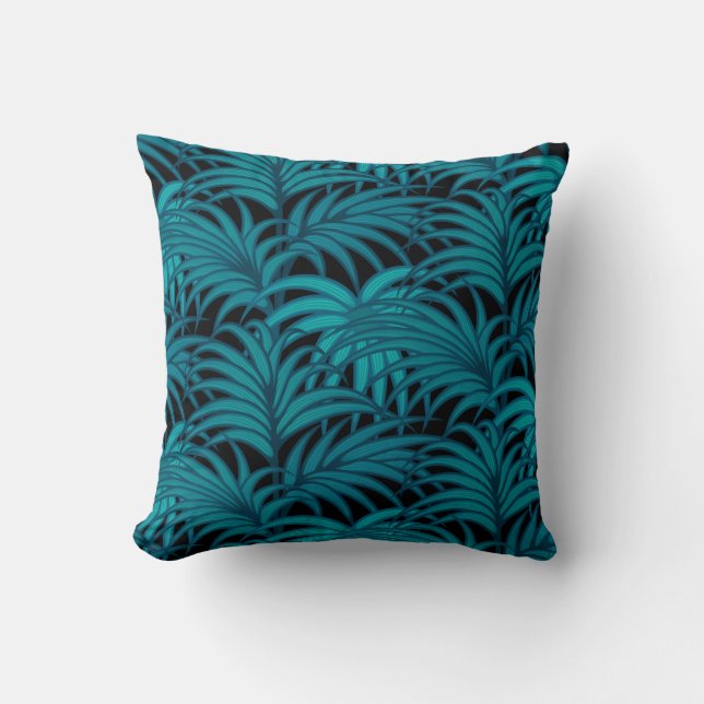 Night Tropical Palm Blätter Kissen (Vorderseite)