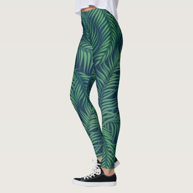 Night Tropical Palm Blätter Leggings (Links)