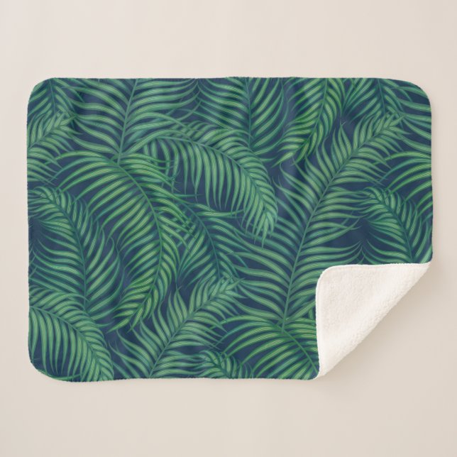 Night Tropical Palm Blätter Sherpadecke (Vorderseite (Horizontal))