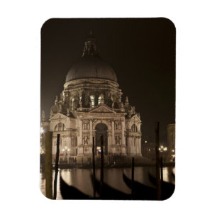 Night view across water of San Giorgio Maggiore Magnet