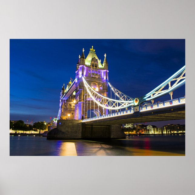 Night View of London's Tower Bridge Poster (Vorne)