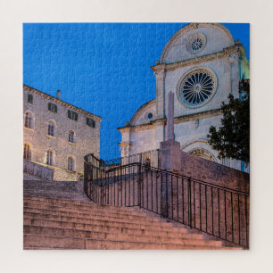 Night view of stairs and church in Split, Croatia Puzzle