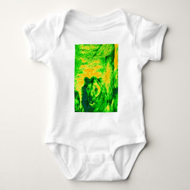 Night Vision Lion Art Fluorescent Print Baby Strampler (Vorderseite)