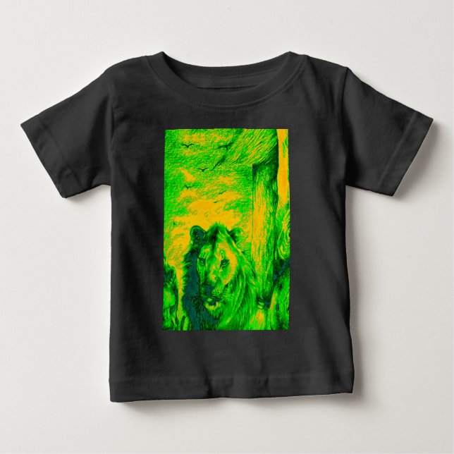 Night Vision Lion Art Fluorescent Print Baby T-shirt (Vorderseite)