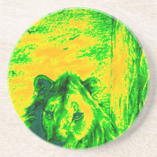 Night Vision Lion Art Fluorescent Print Getränkeuntersetzer