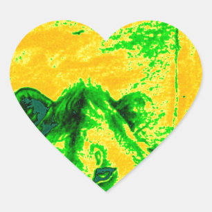 Night Vision Lion Art Fluorescent Print Herz-Aufkleber