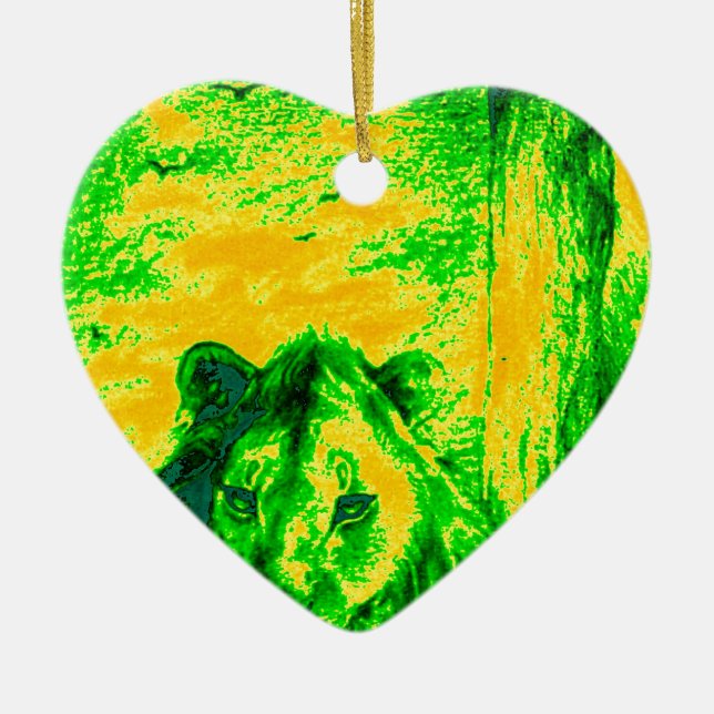 Night Vision Lion Art Fluorescent Print Keramik Ornament (Vorne)