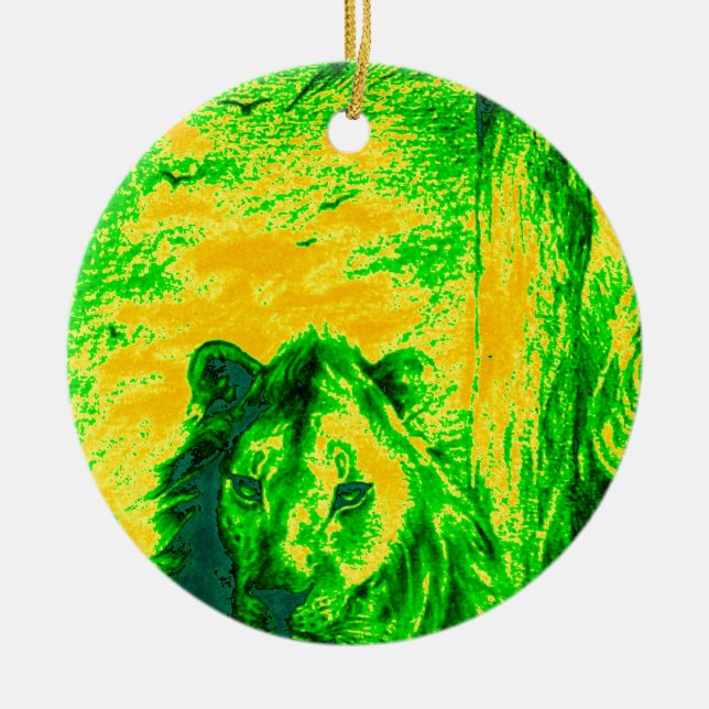 Night Vision Lion Art Fluorescent Print Keramik Ornament (Vorne)