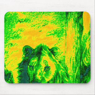 Night Vision Lion Art Fluorescent Print Mousepad