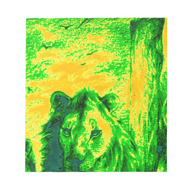 Night Vision Lion Art Fluorescent Print Notizblock (Vorderseite)