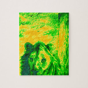 Night Vision Lion Art Fluorescent Print Puzzle