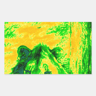 Night Vision Lion Art Fluorescent Print Rechteckiger Aufkleber