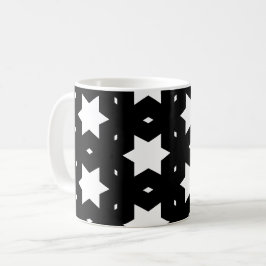 Night White Black Star Shape Pattern Kaffeetasse