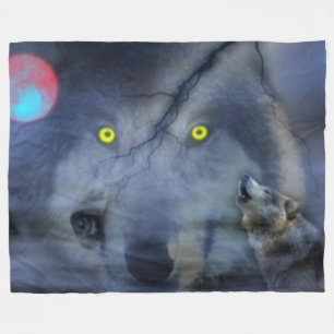 NIGHT WOLF FLEECEDECKE