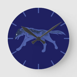 Night Wolf Runde Wanduhr