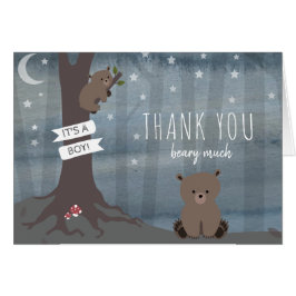 Night Woodland Bear Boy Baby Dusche Vielen Dank