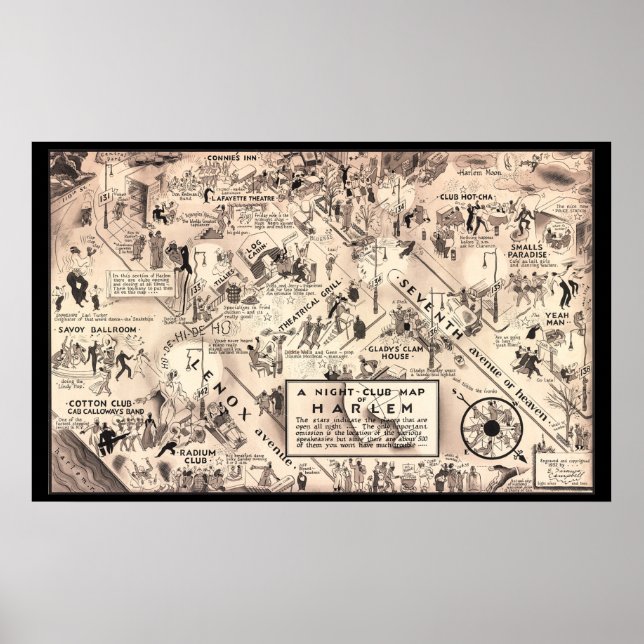 Nightclub Map of Harlem - 1932 Poster (Vorne)