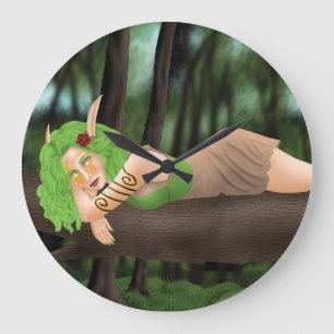 Nightelf child in the woods große wanduhr