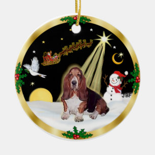 NightFlight- Basset Hound Keramikornament