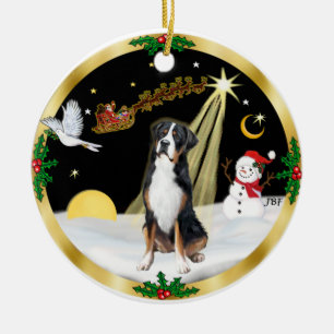 NightFlight- Großer Schweizer Sennenhund Keramik Ornament