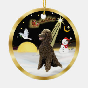NightFlight- Schokoladen Standard Poodle Keramik Ornament