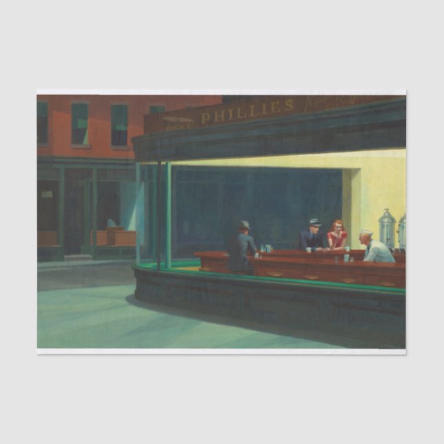 Nighthawks (1942) von Edward Hopper Seidenpapier (Vorderseite)