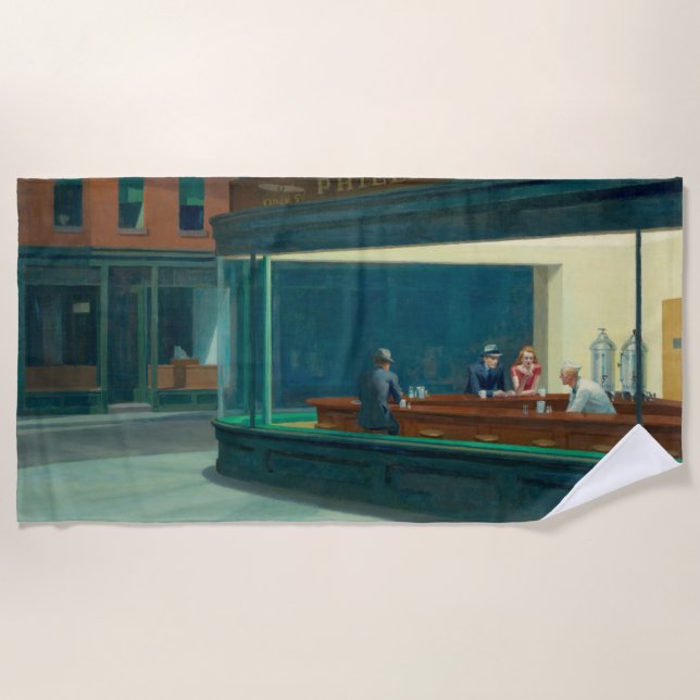 Nighthawks 1942 von Edward Hopper Strandtuch (Vorderseite)