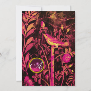 NIGHTINGALE MIT ROSE MONOGRAM, Pink Black Gold Einladung