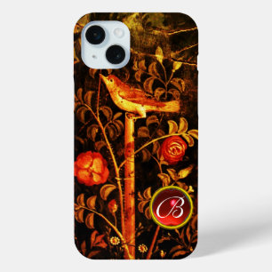 NIGHTINGALE MIT ROSE MONOGRAMM, Rot-Schwarz-Gelb iPhone 15 Mini Hülle
