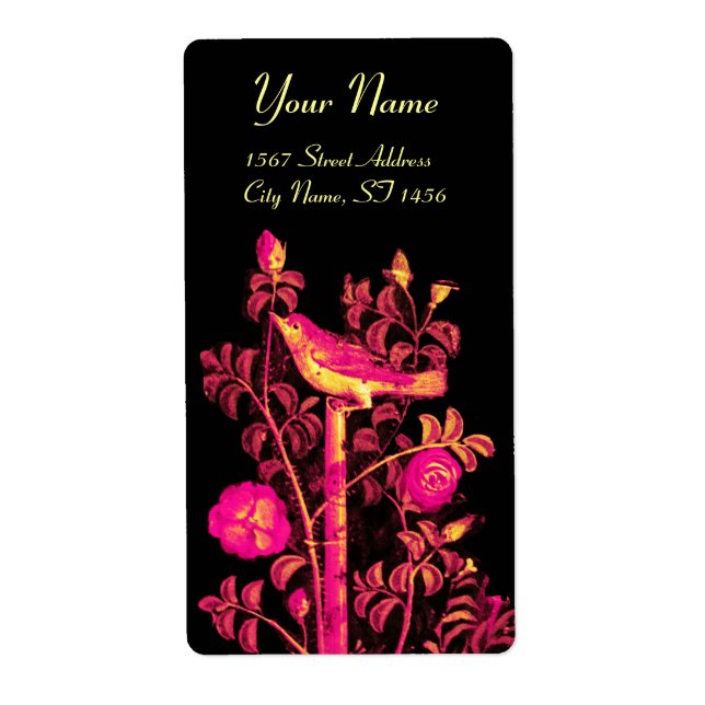 NIGHTINGALE MIT ROSE , Pink Fuchsia Black Yellow (Vorne)