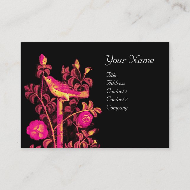 NIGHTINGING MIT ROSE MONOGRAMM, rosa Gelb Visitenkarte (Vorderseite)
