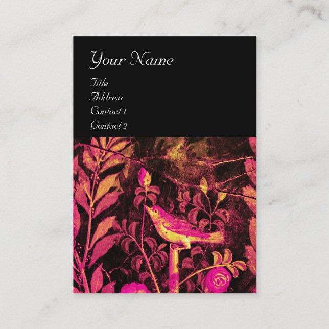 NIGHTINGING MIT ROSE MONOGRAMM, rosa Gelb Visitenkarte (Vorderseite)